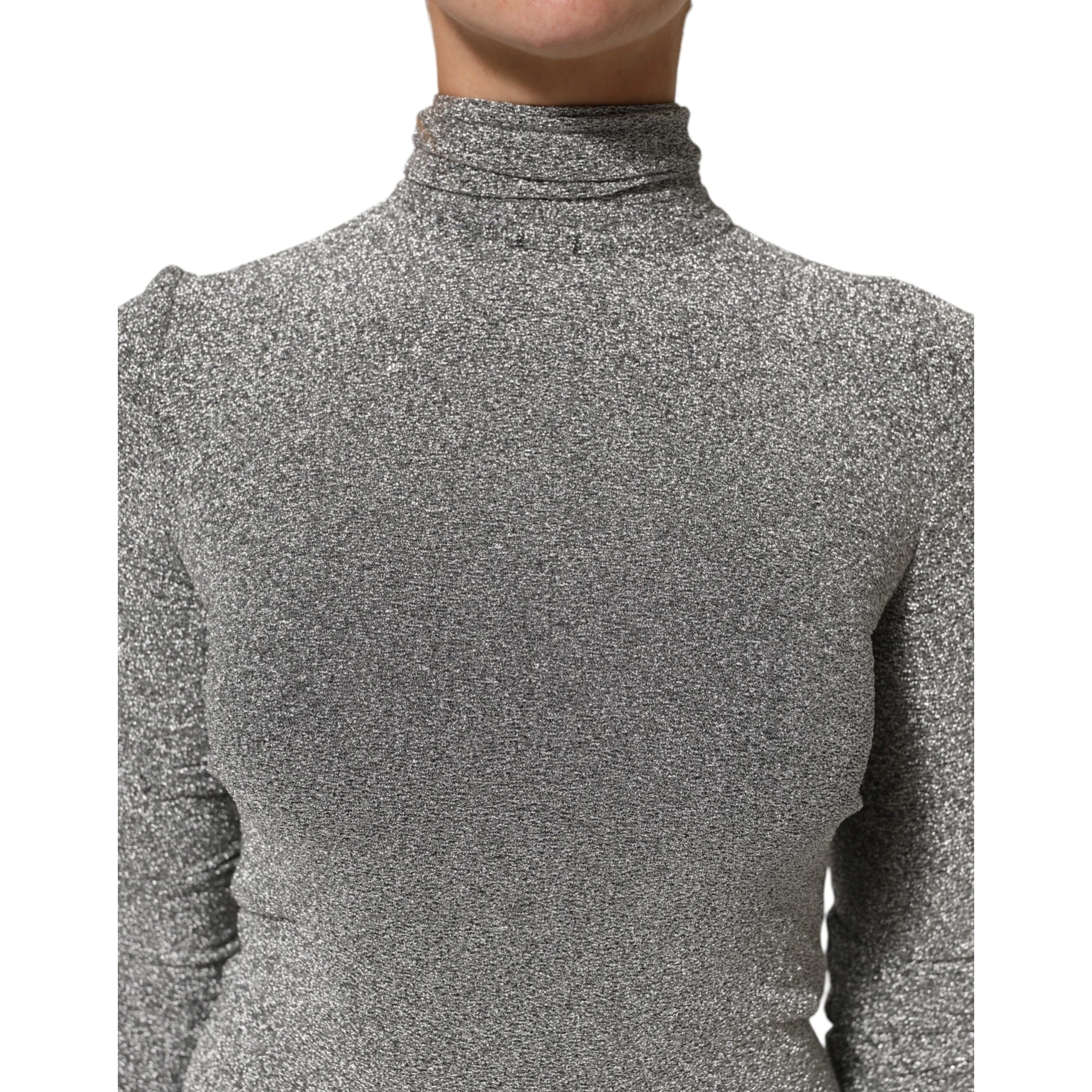 Gray Nylon Bodycon Sheath Long Sleeves Dress