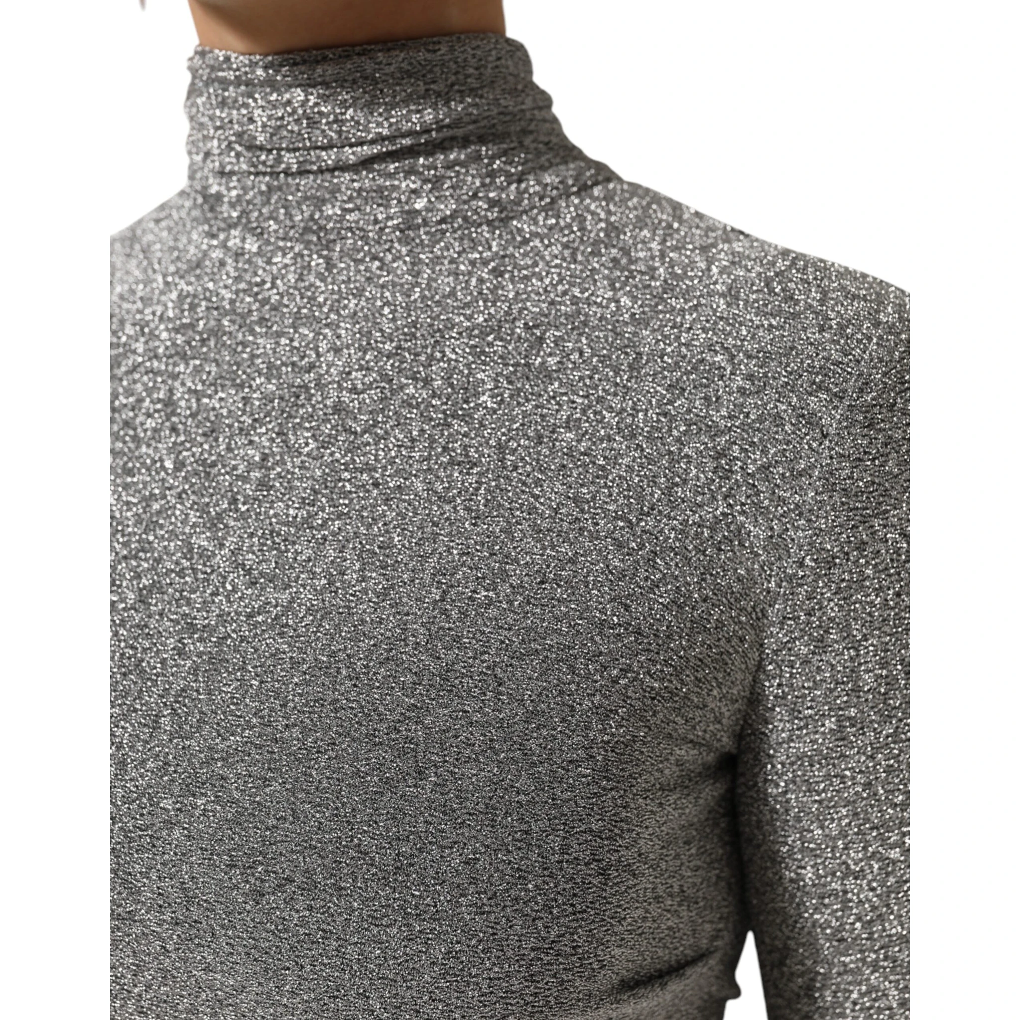 Gray Nylon Bodycon Sheath Long Sleeves Dress