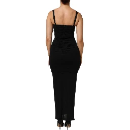 Black Flower Applqies Bodycon Sheath Dress