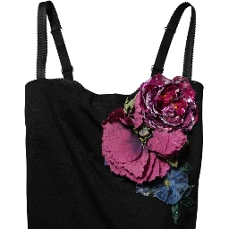 Black Flower Applqies Bodycon Sheath Dress