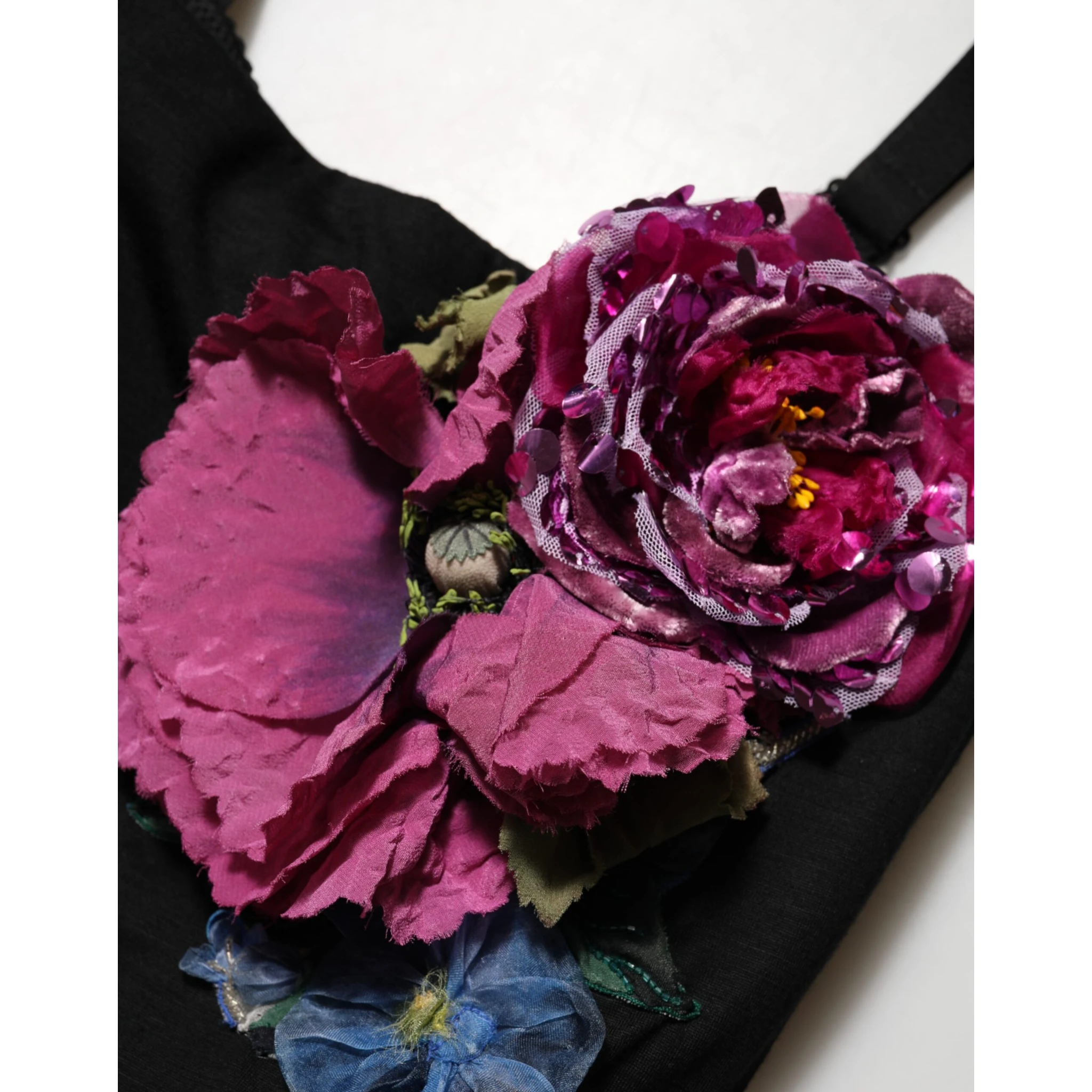 Black Flower Applqies Bodycon Sheath Dress