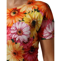 Multicolor Floral Print SilkSheath Midi Dress