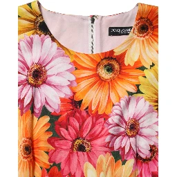 Multicolor Floral Print SilkSheath Midi Dress