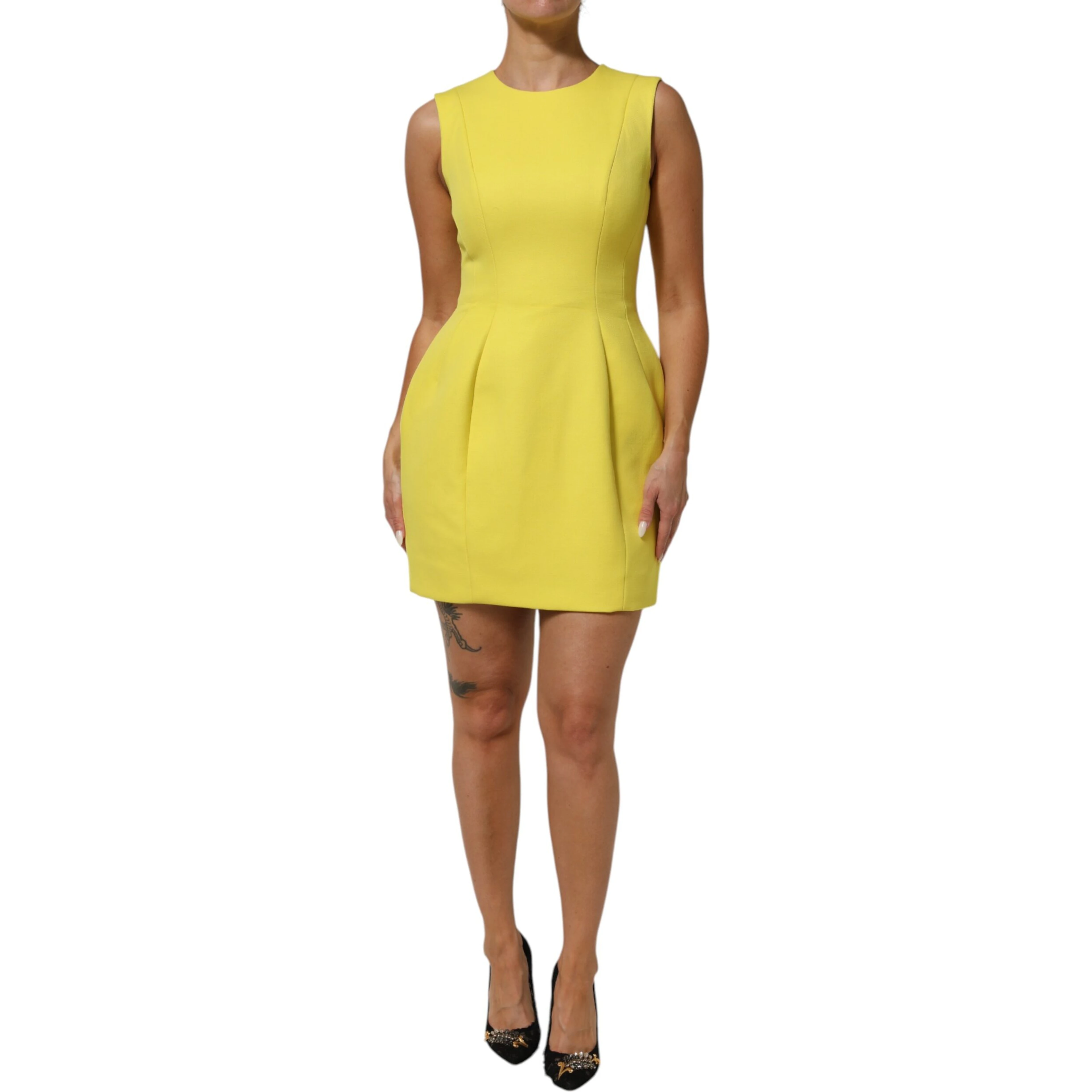 Yellow A-line Sheath Sleeveless Mini Dress