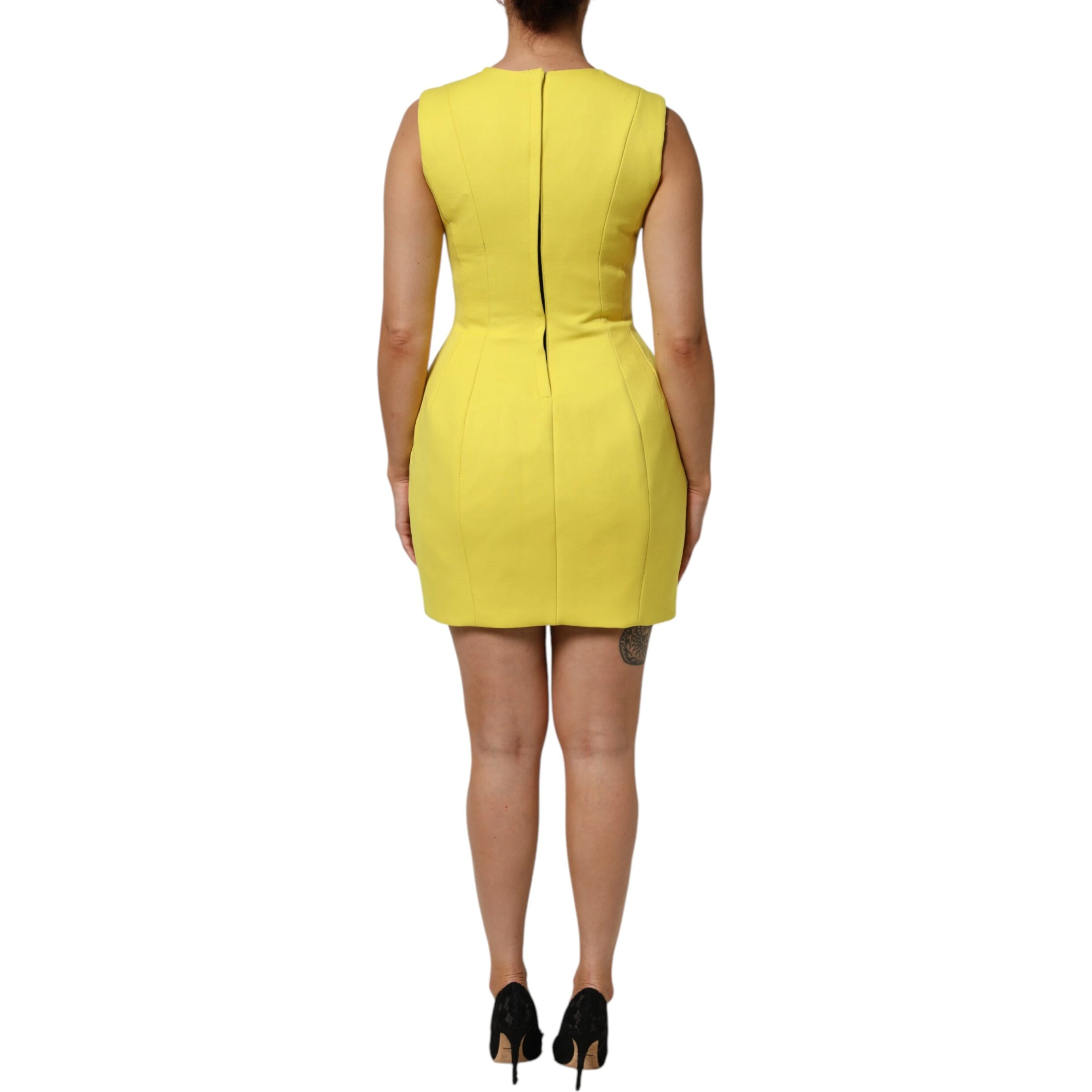 Yellow A-line Sheath Sleeveless Mini Dress