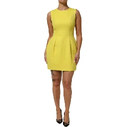 Yellow A-line Sheath Sleeveless Mini Dress
