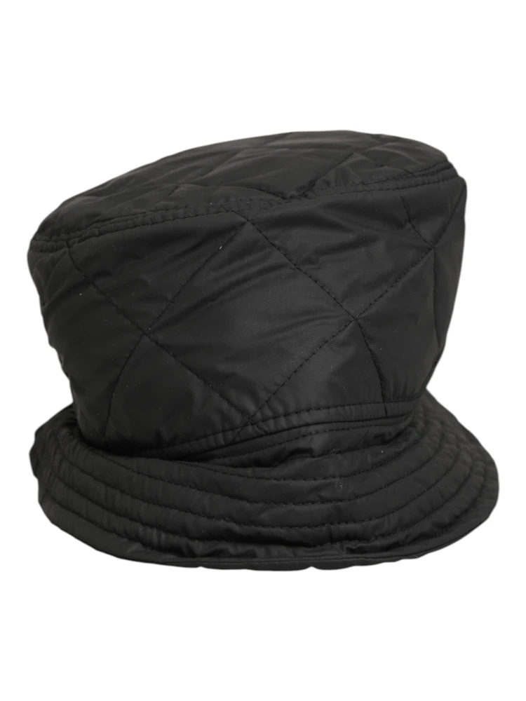 Black Nylon Quilted Bucket Men Capello Hat
