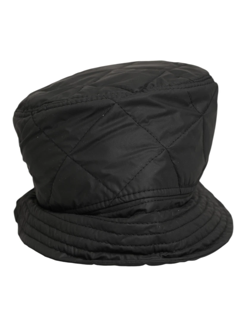 Black Nylon Quilted Bucket Men Capello Hat
