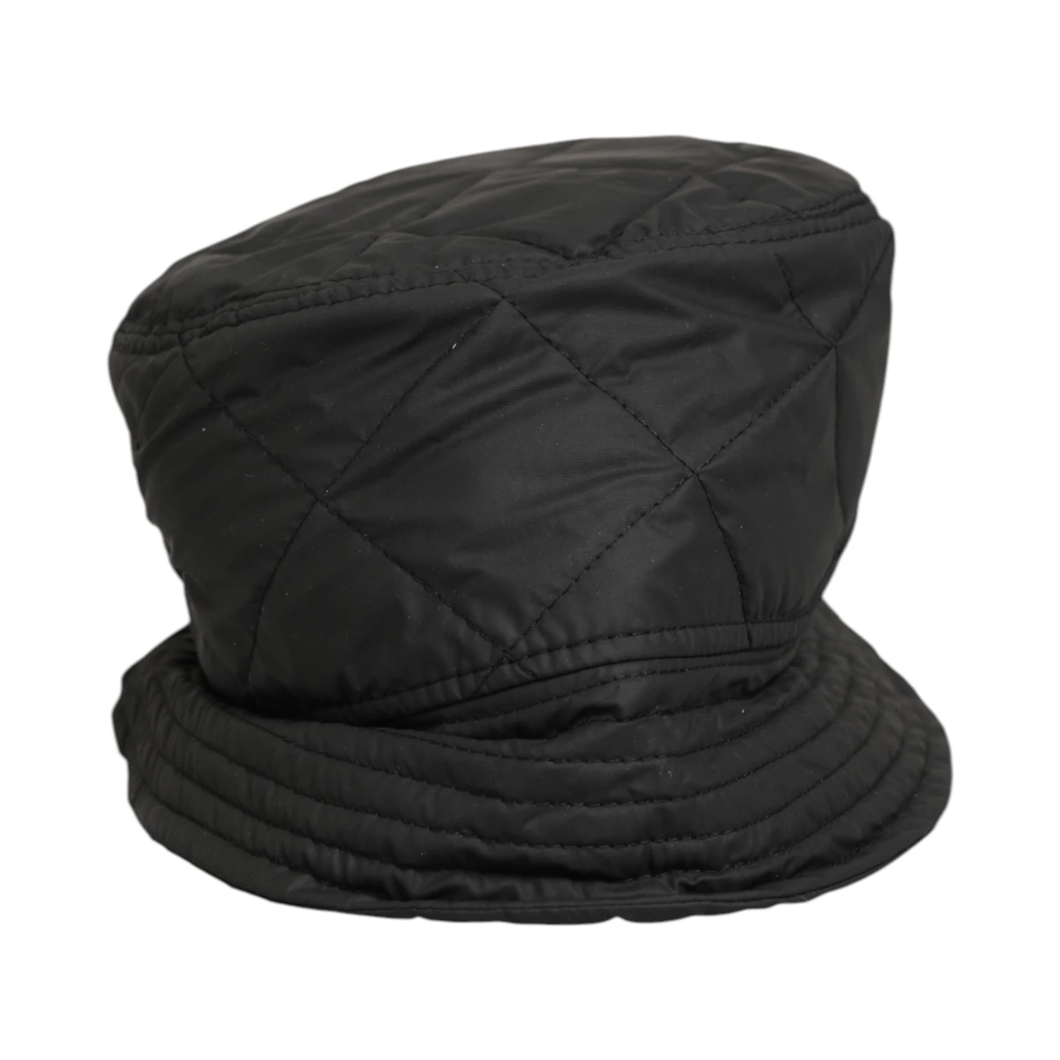 Black Nylon Quilted Bucket Men Capello Hat