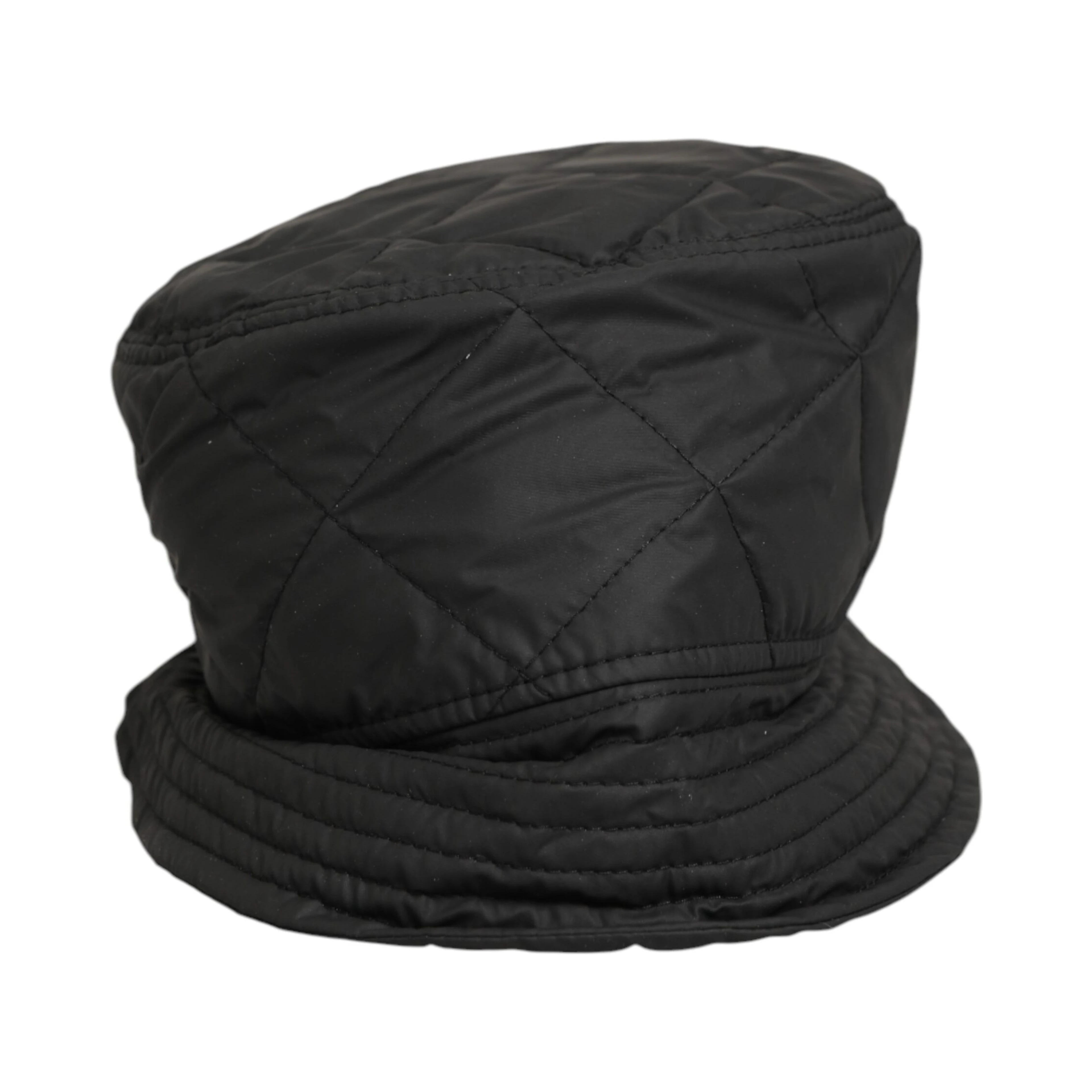 Black Nylon Quilted Bucket Men Capello Hat
