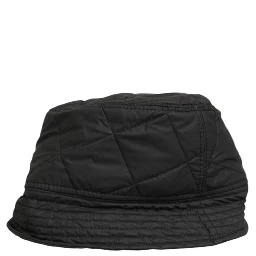 Black Nylon Quilted Bucket Men Capello Hat