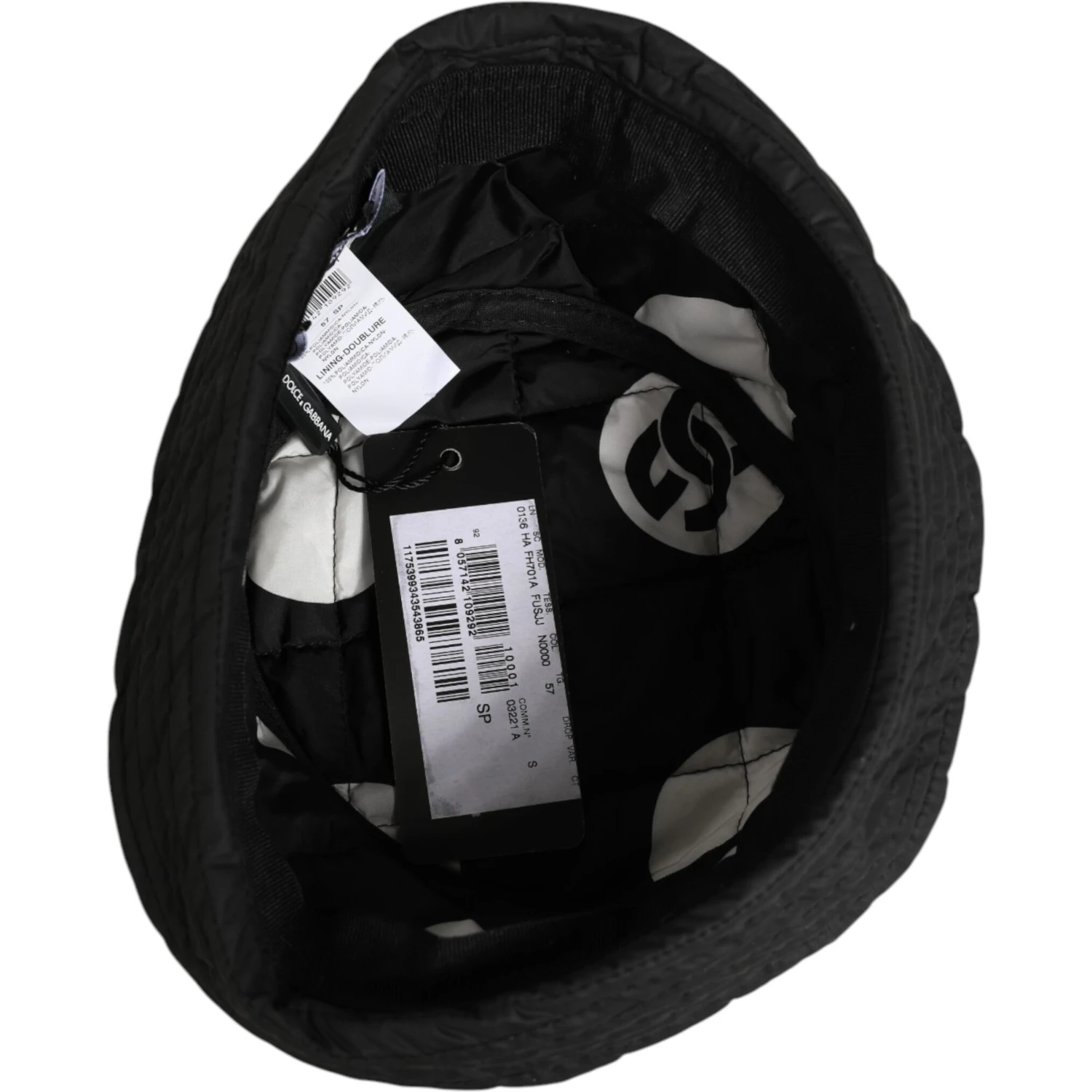Black Nylon Quilted Bucket Men Capello Hat