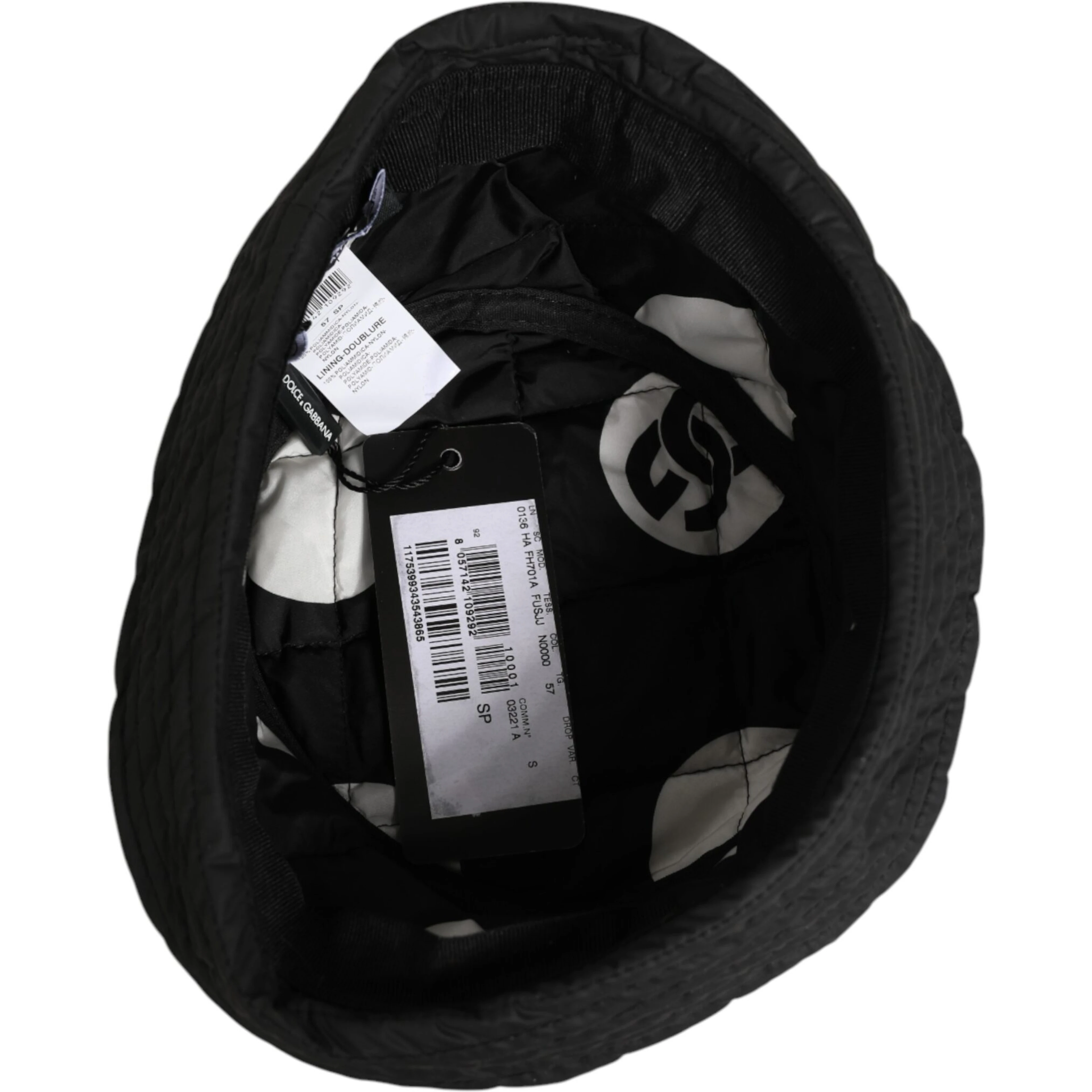 Black Nylon Quilted Bucket Men Capello Hat
