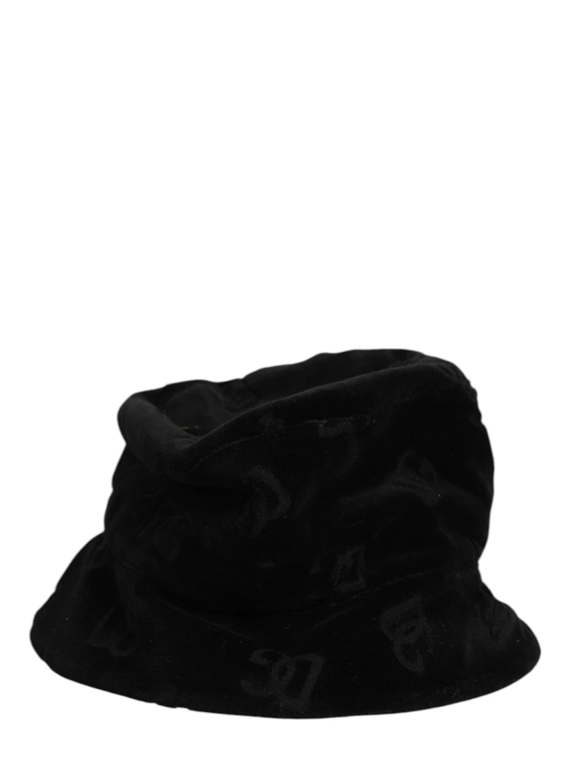 Black Cotton Suede Bucket Logo Capello Hat