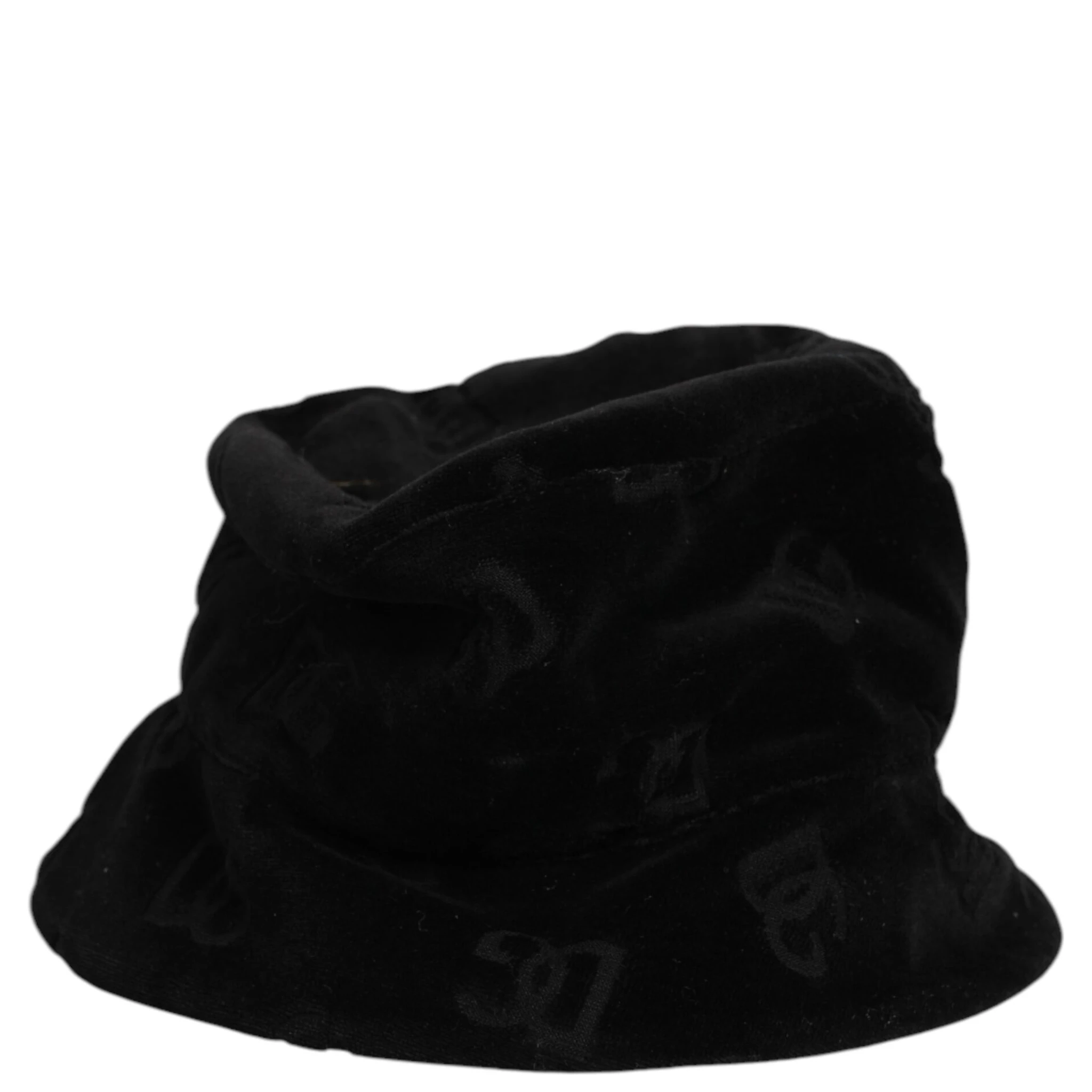 Black Cotton Suede Bucket Logo Capello Hat
