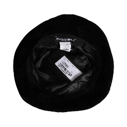 Black Cotton Suede Bucket Logo Capello Hat