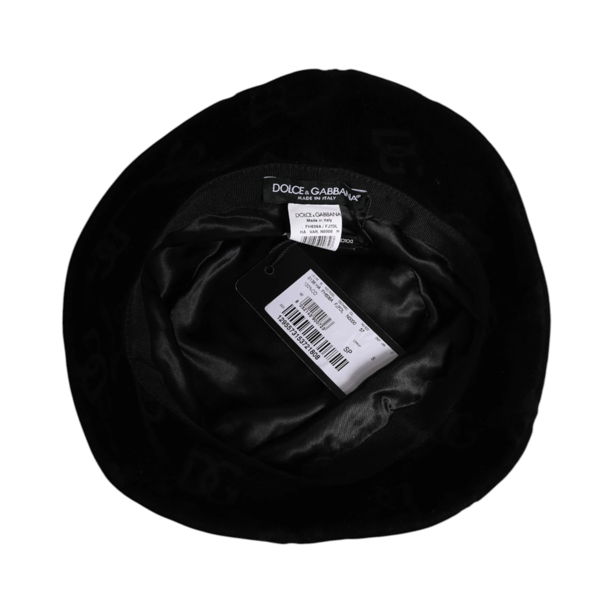 Black Cotton Suede Bucket Logo Capello Hat