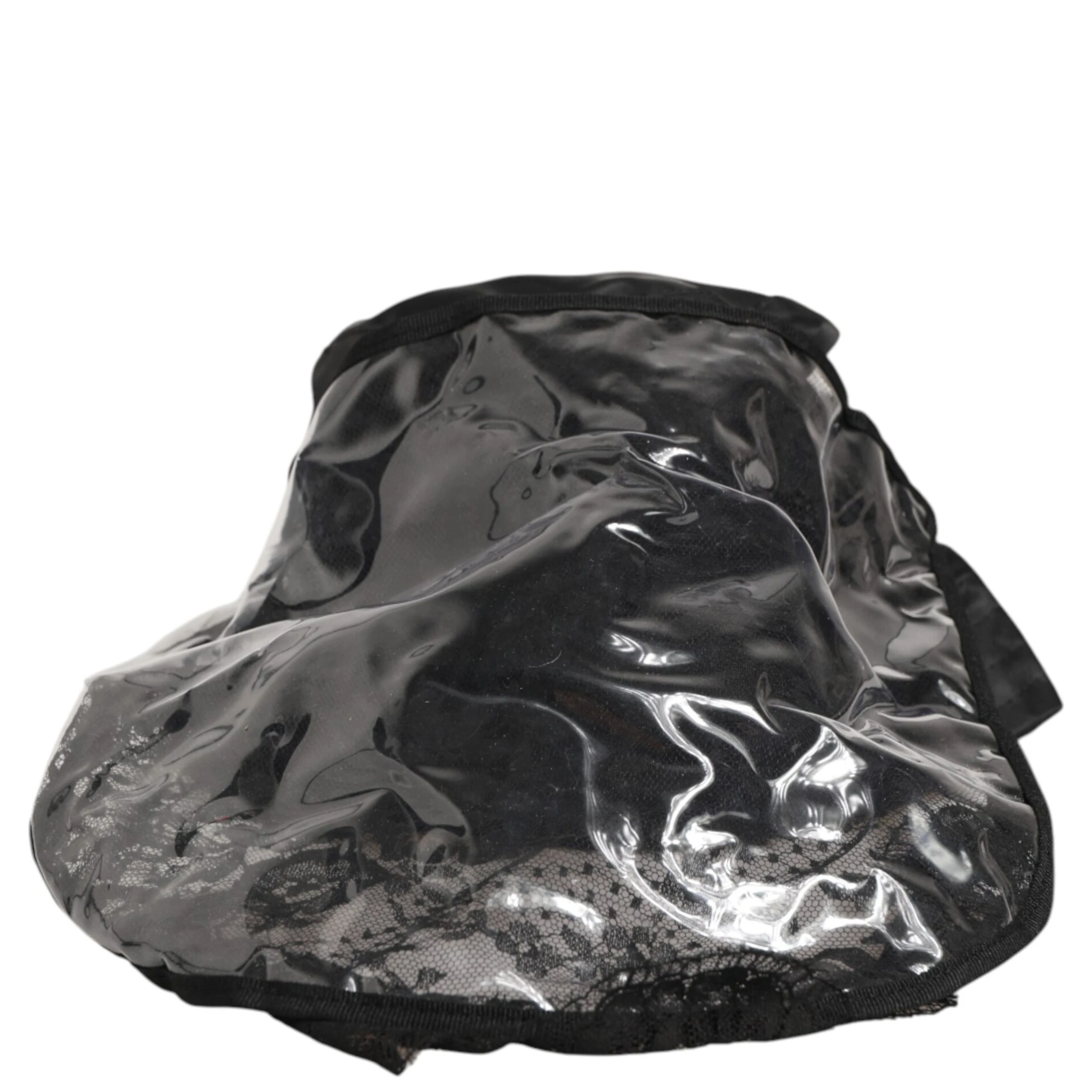 Black PVC Wide Brim Men Bucket Capello Hat