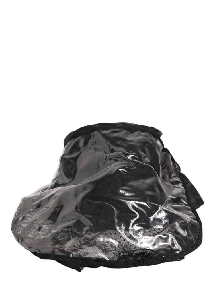 Black PVC Wide Brim Men Bucket Capello Hat alternative