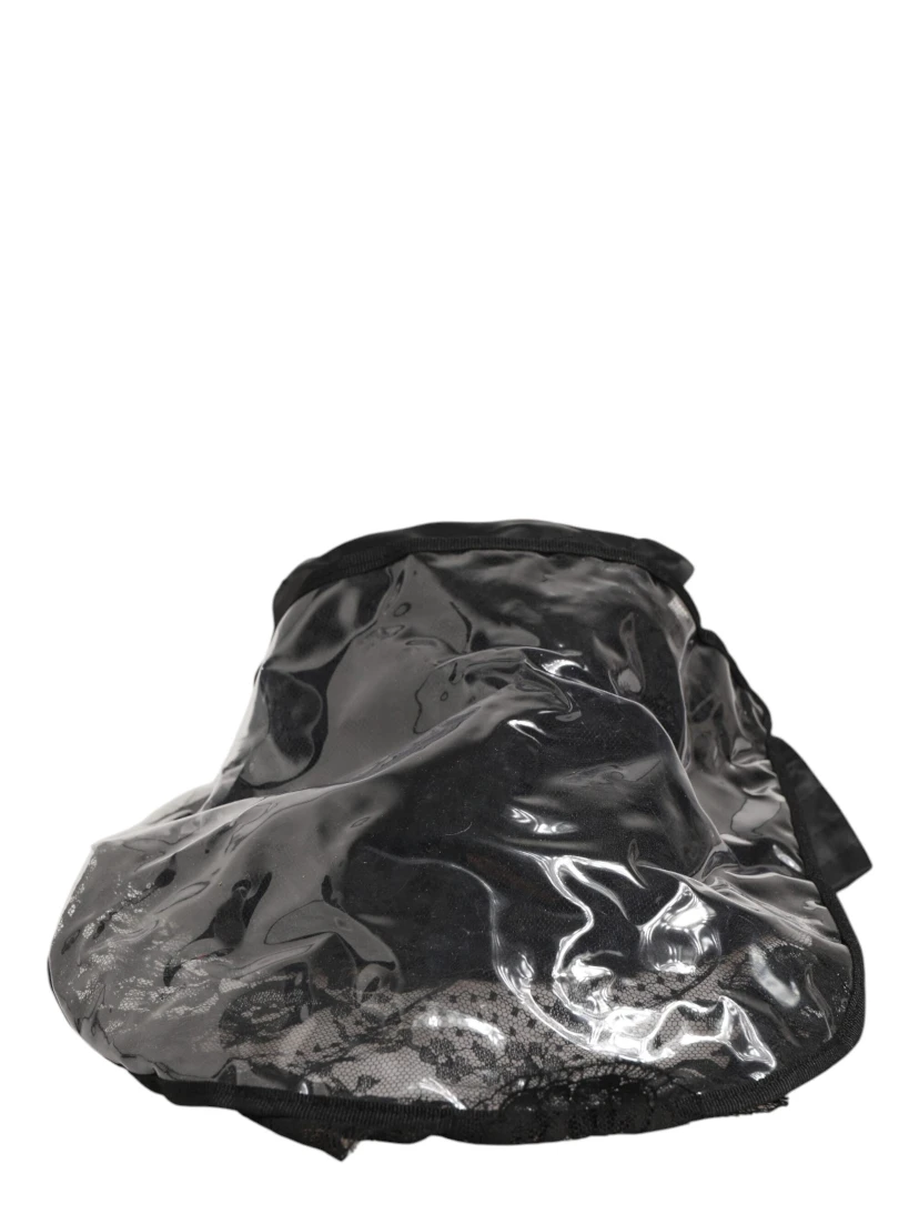 Black PVC Wide Brim Men Bucket Capello Hat
