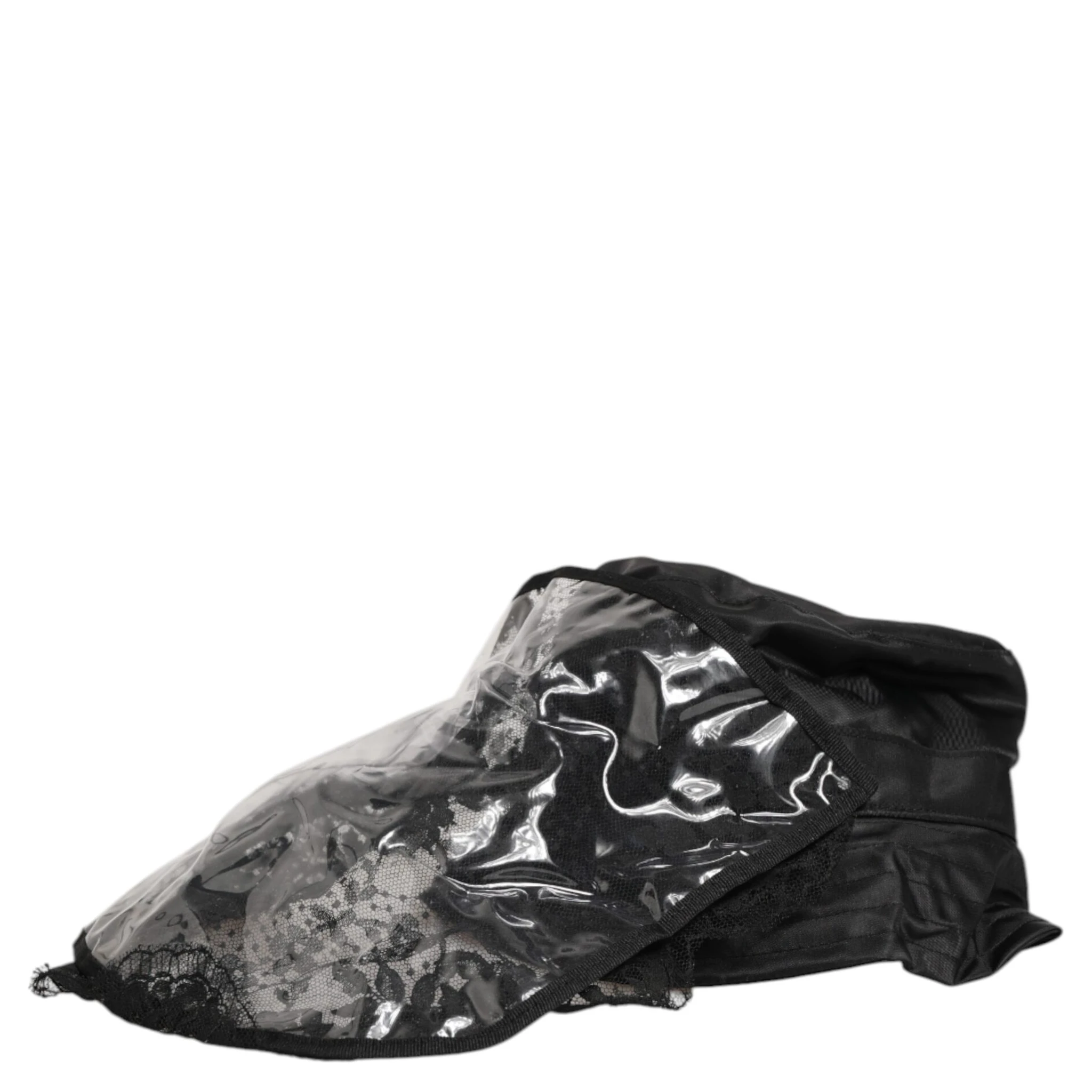 Black PVC Wide Brim Men Bucket Capello Hat