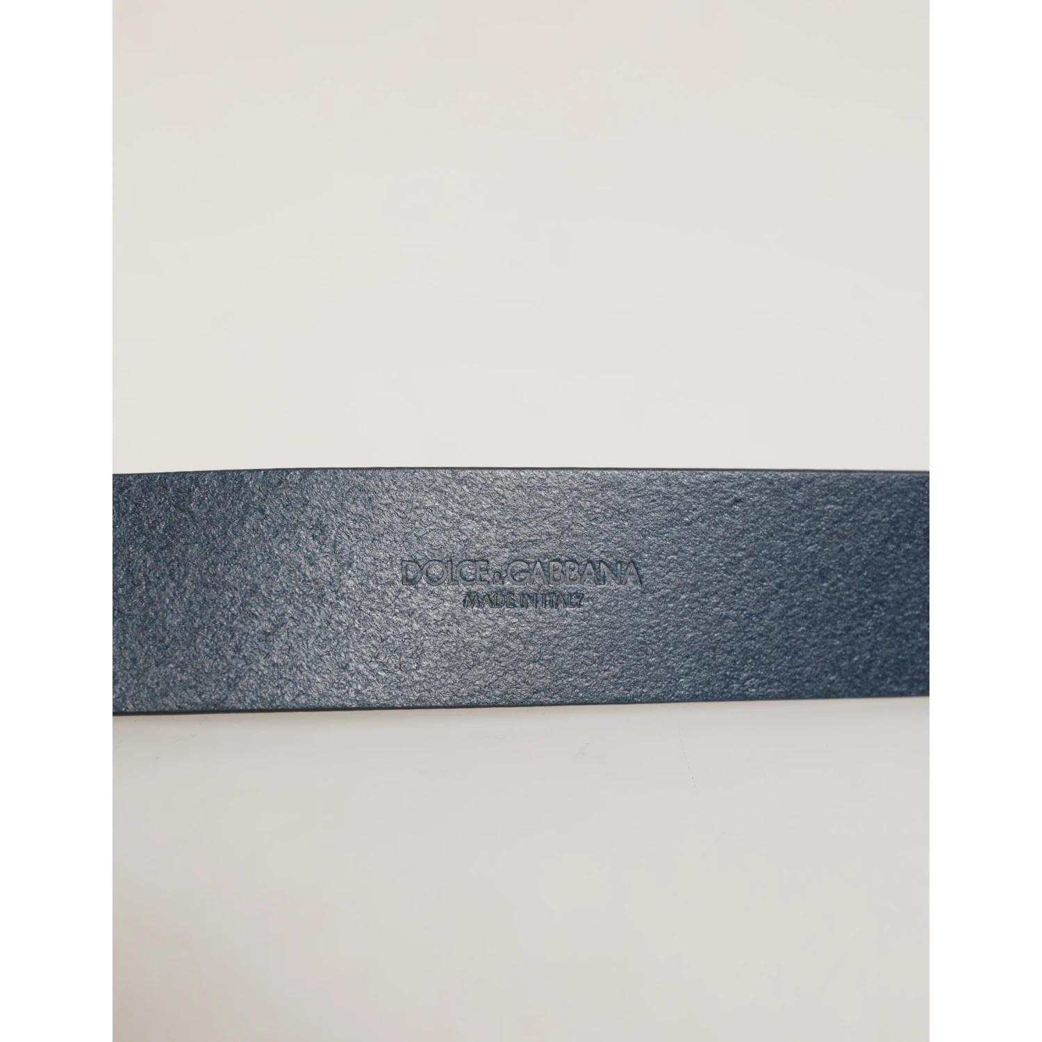 Blue Leather Classic Metal Logo Buckle Belt
