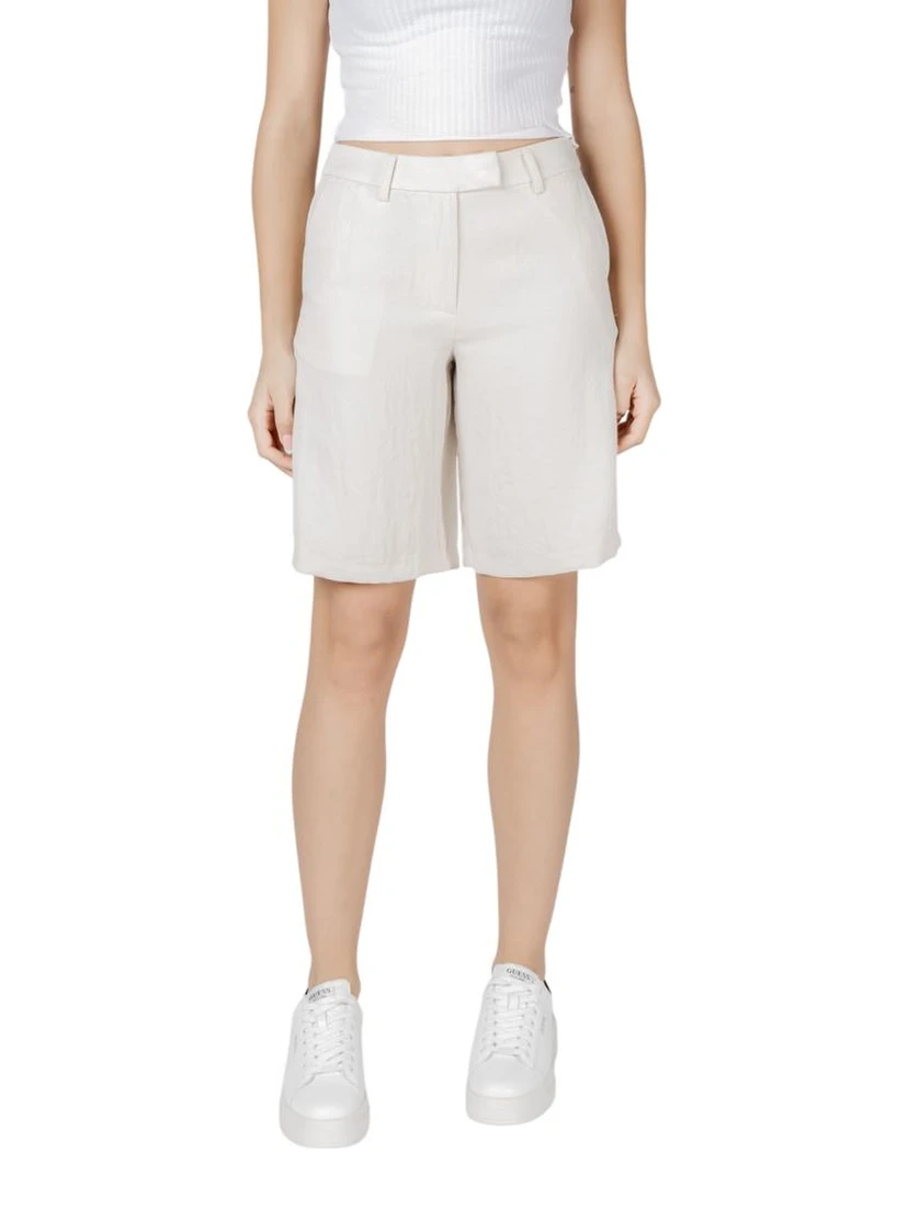 Beige Viscose Bermuda Shorts