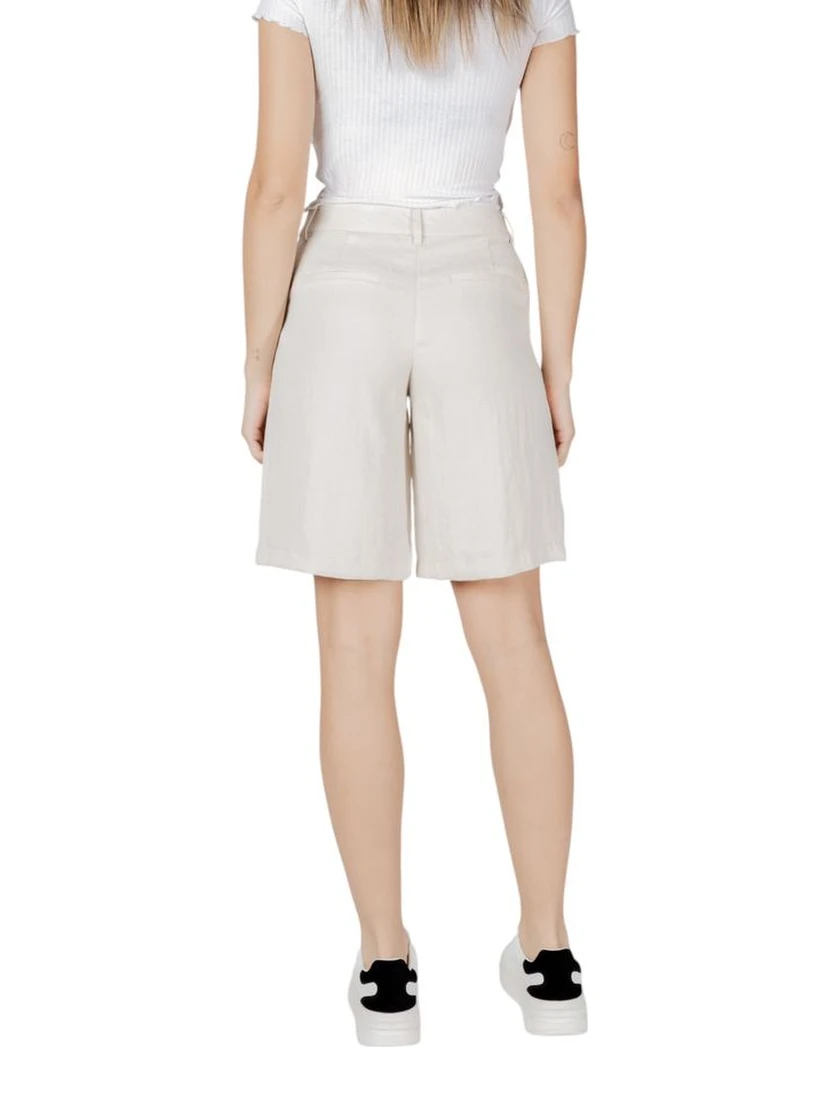 Beige Viscose Bermuda Shorts