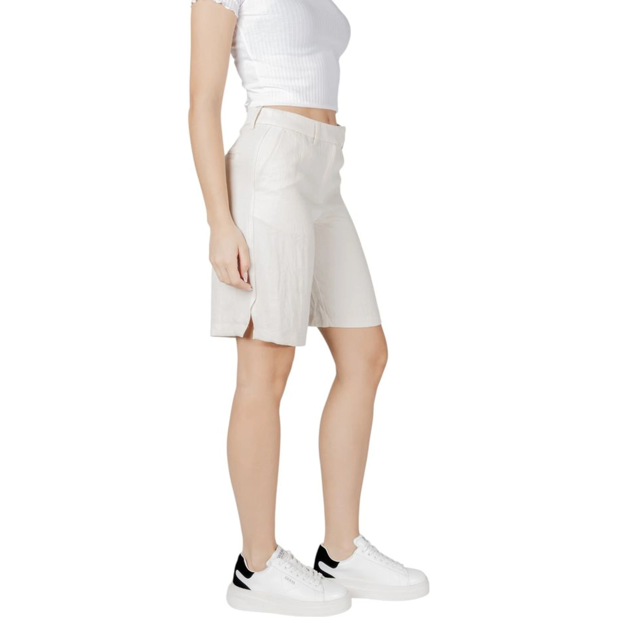 Beige Viscose Bermuda Shorts