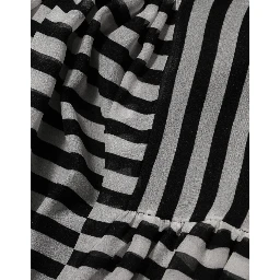 Black White Stripes Silk V-neck Midi Dress
