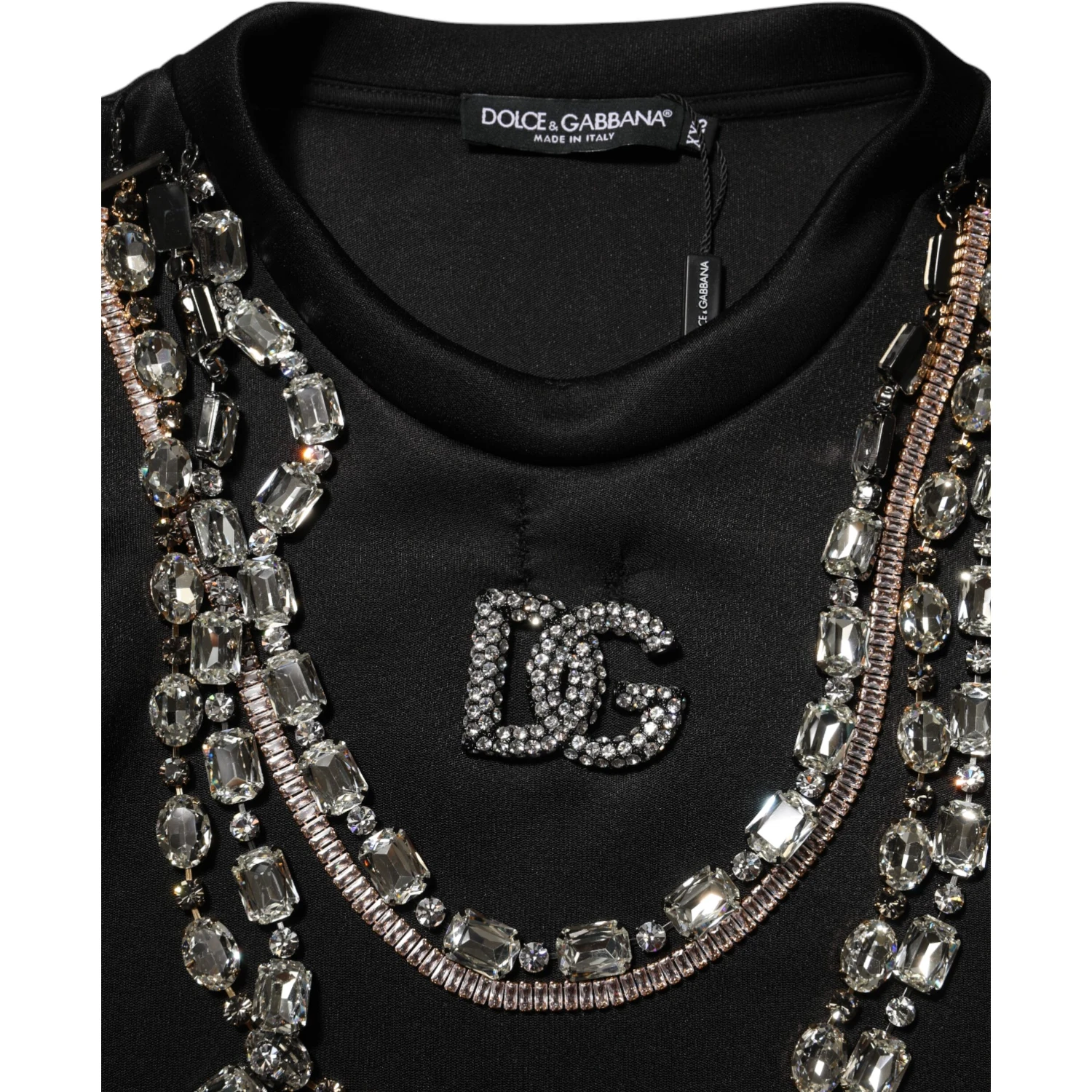 Black Necklace Crystal DG Logo Sweatshirt Sweater