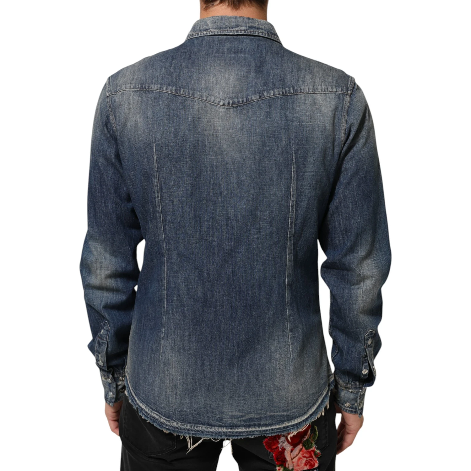 Blue Angel Patch Denim Buttoned Down Men Shirt