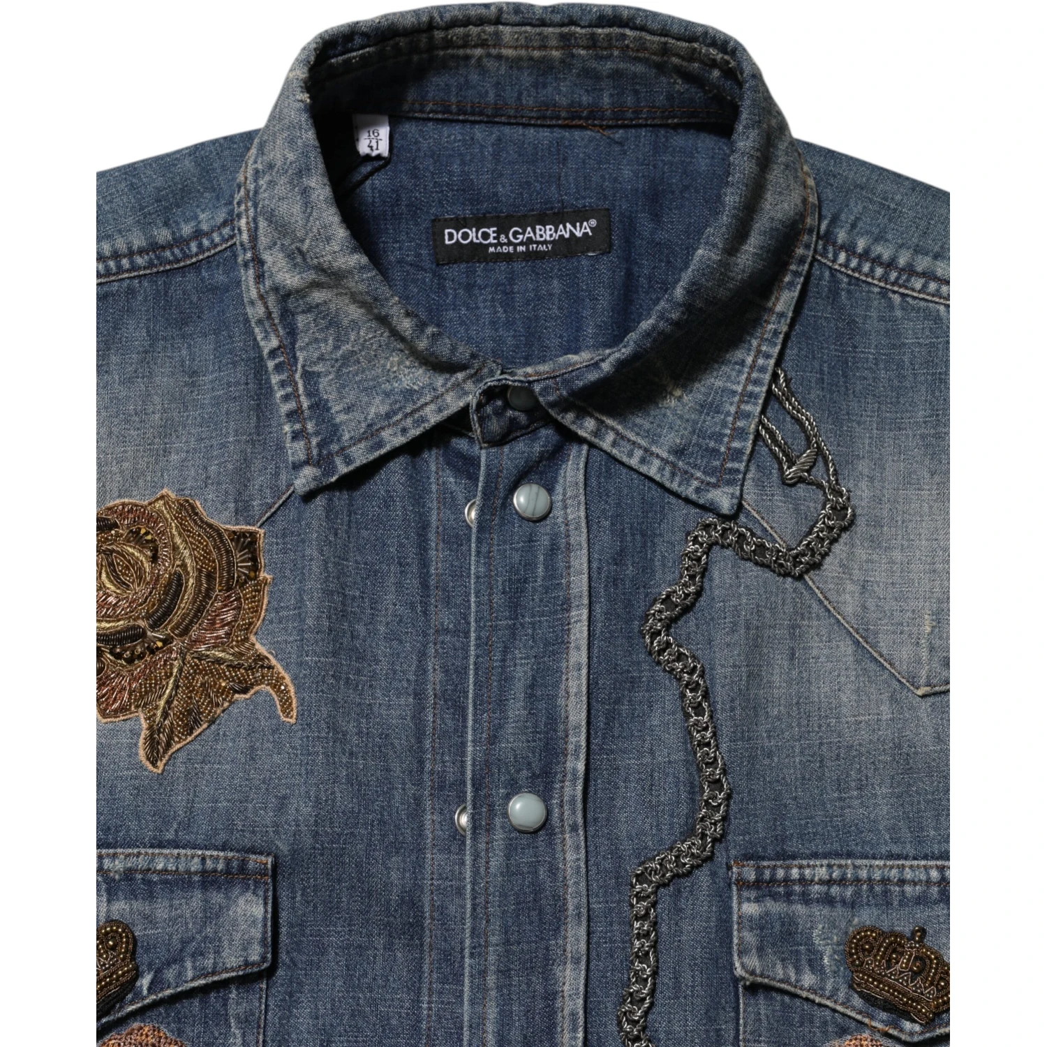 Blue Angel Patch Denim Buttoned Down Men Shirt
