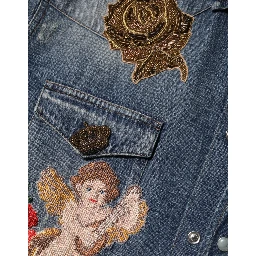 Blue Angel Patch Denim Buttoned Down Men Shirt