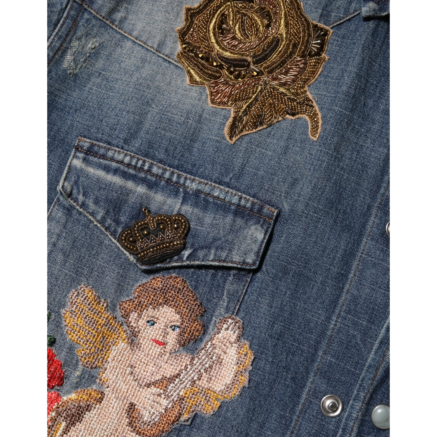 Blue Angel Patch Denim Buttoned Down Men Shirt