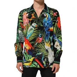 Multicolor Parrot Print Lounge Casual Shirt
