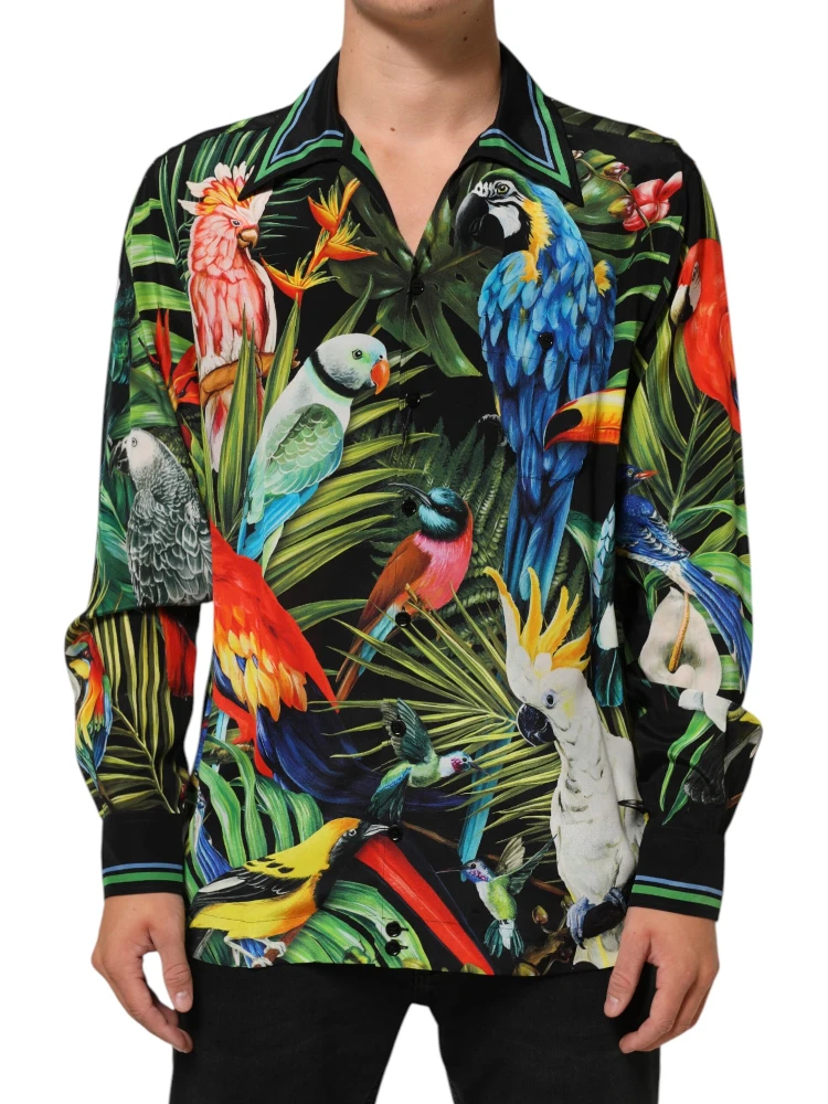 Multicolor Parrot Print Lounge Casual Shirt alternative