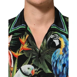 Multicolor Parrot Print Lounge Casual Shirt