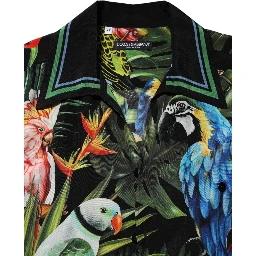 Multicolor Parrot Print Lounge Casual Shirt