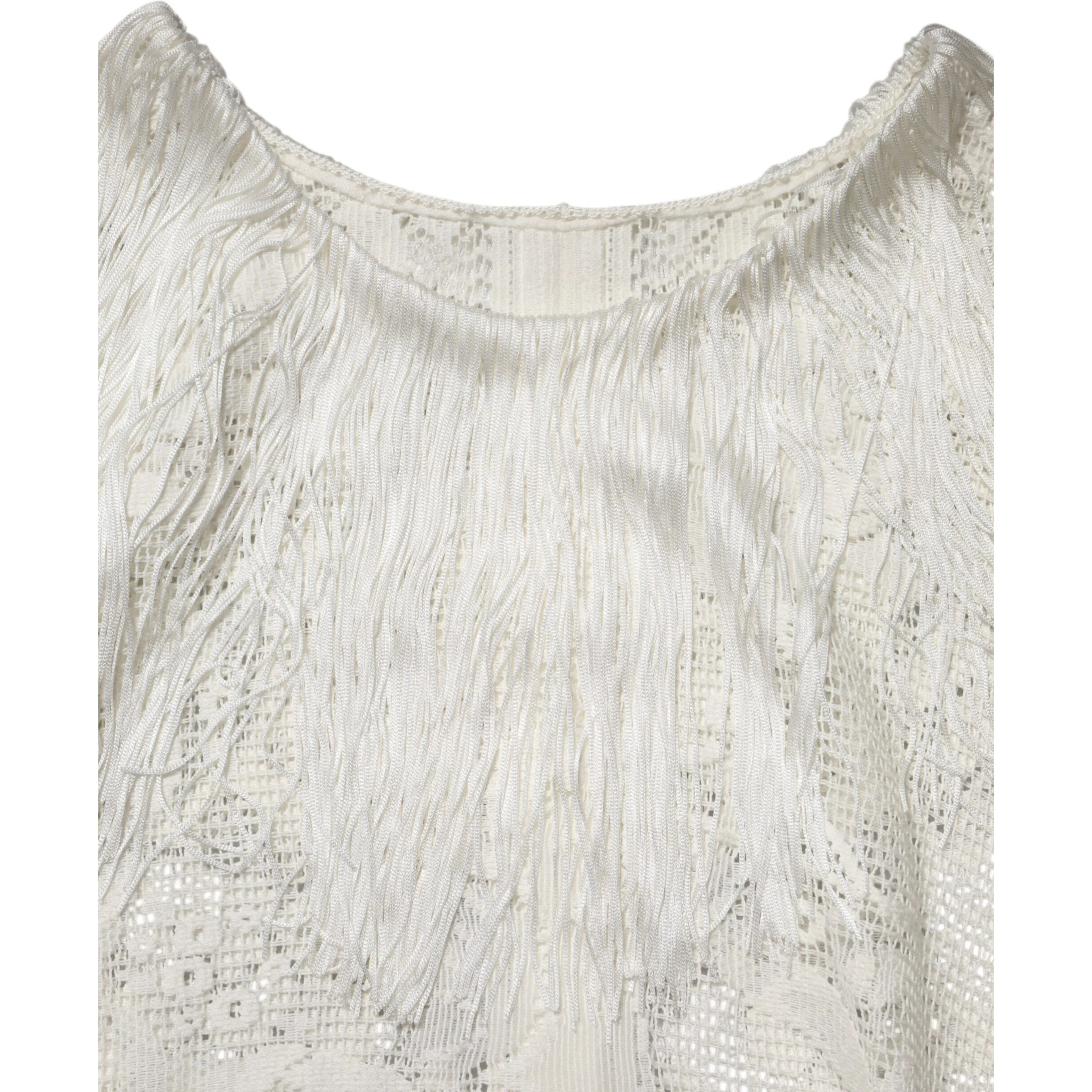 White Floral Lace Fringe Knee Length Dress