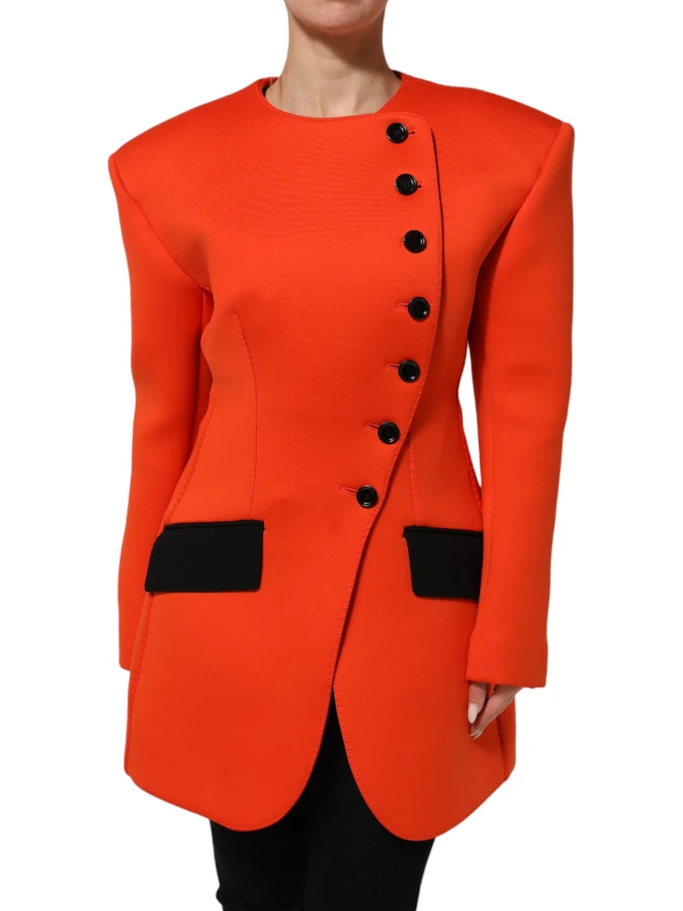 Red Buttoned Down Women Trench Coat Jacket