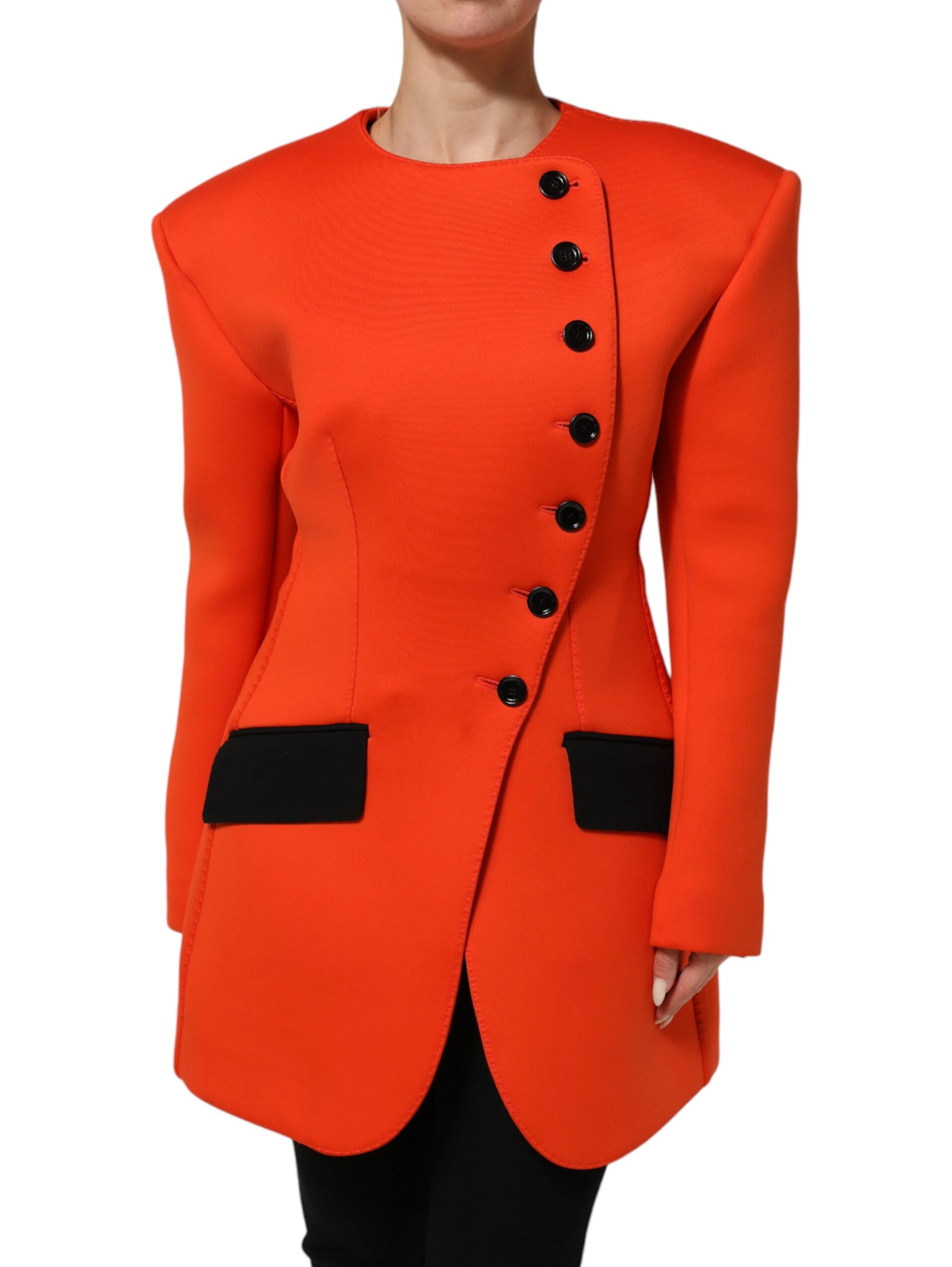 Red Buttoned Down Women Trench Coat Jacket