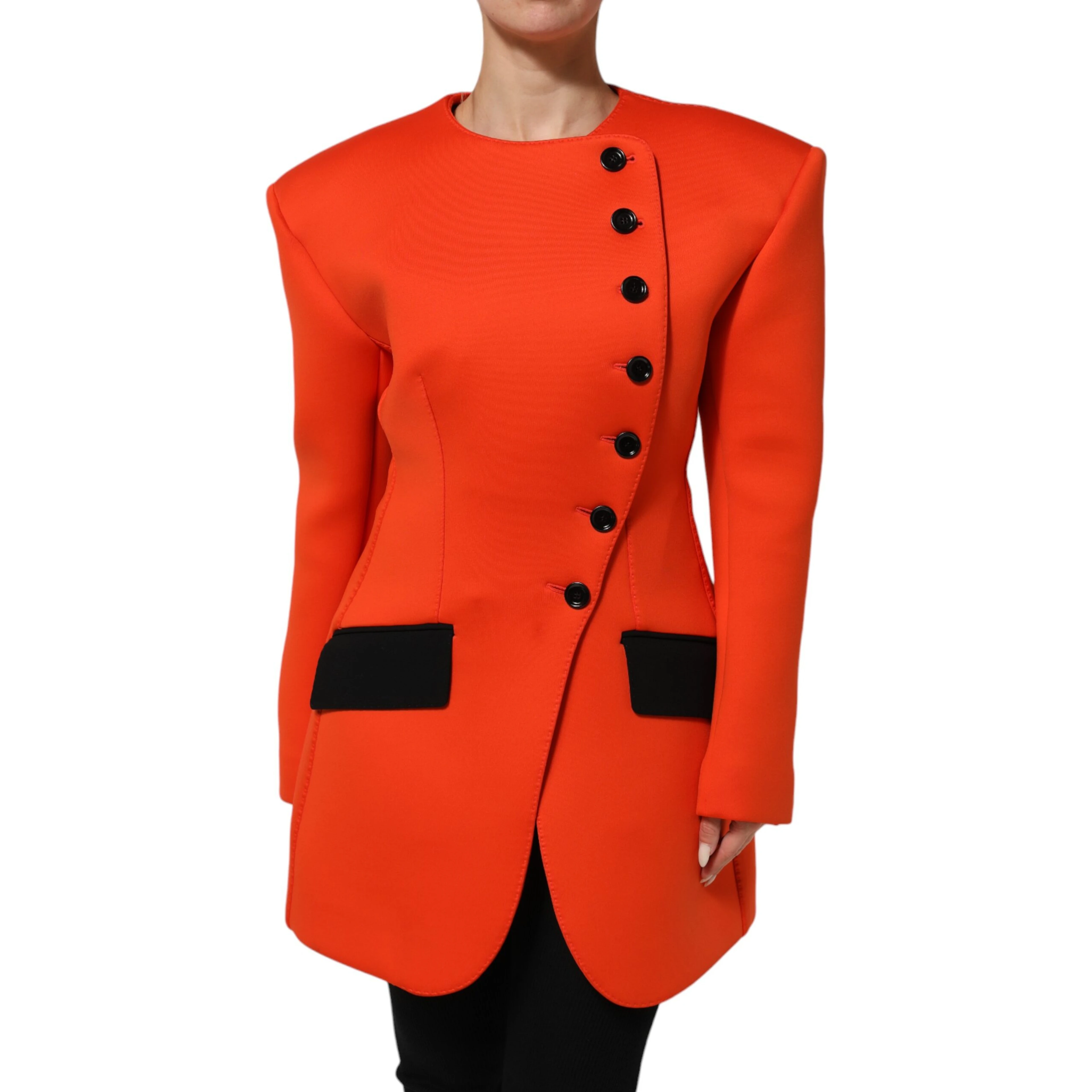Red Buttoned Down Women Trench Coat Jacket