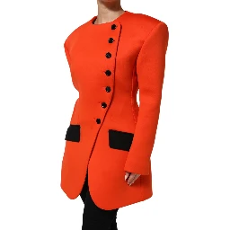 Red Buttoned Down Women Trench Coat Jacket