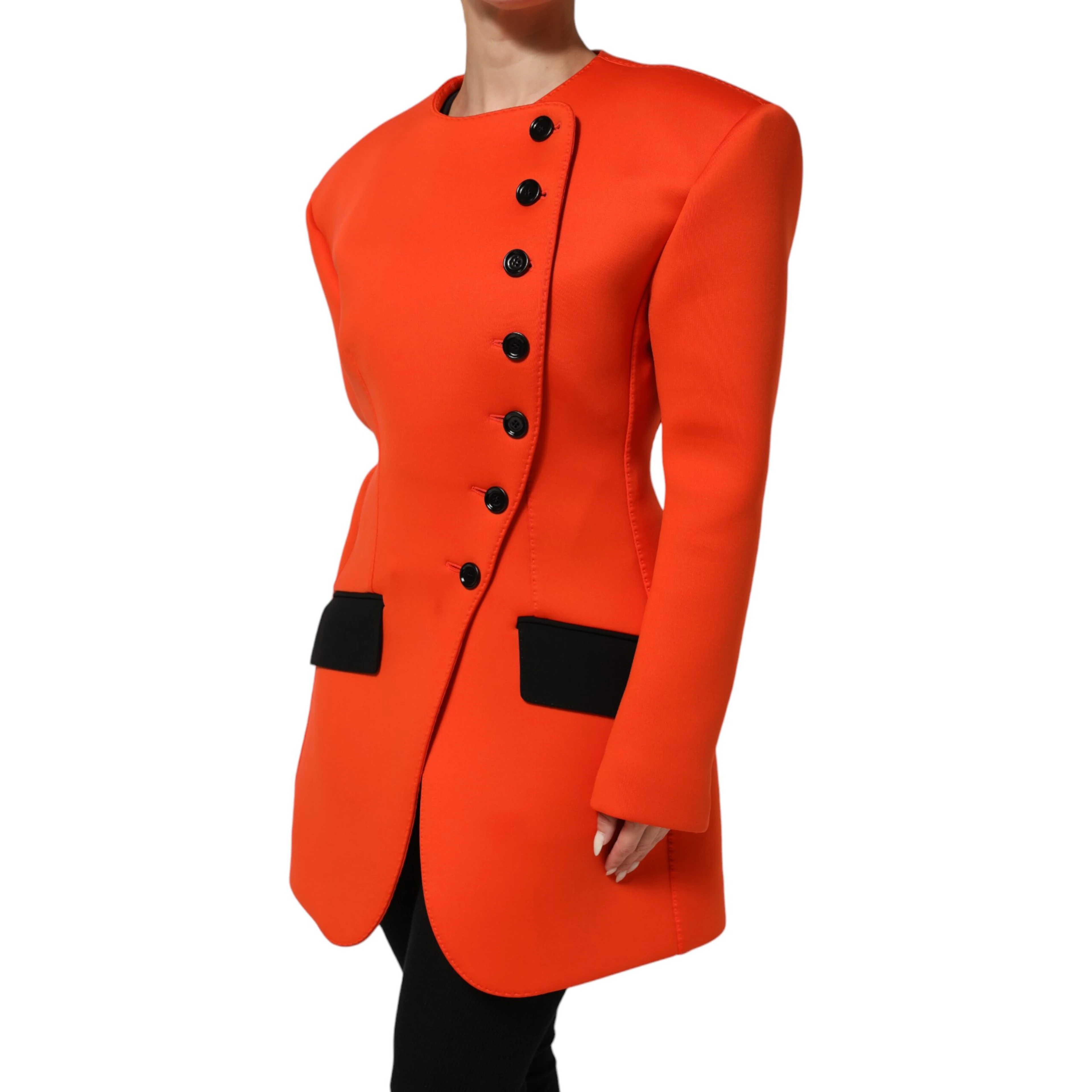Red Buttoned Down Women Trench Coat Jacket