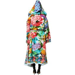 Multicolor Floral Print Belted Bathrobe Coat Jacket