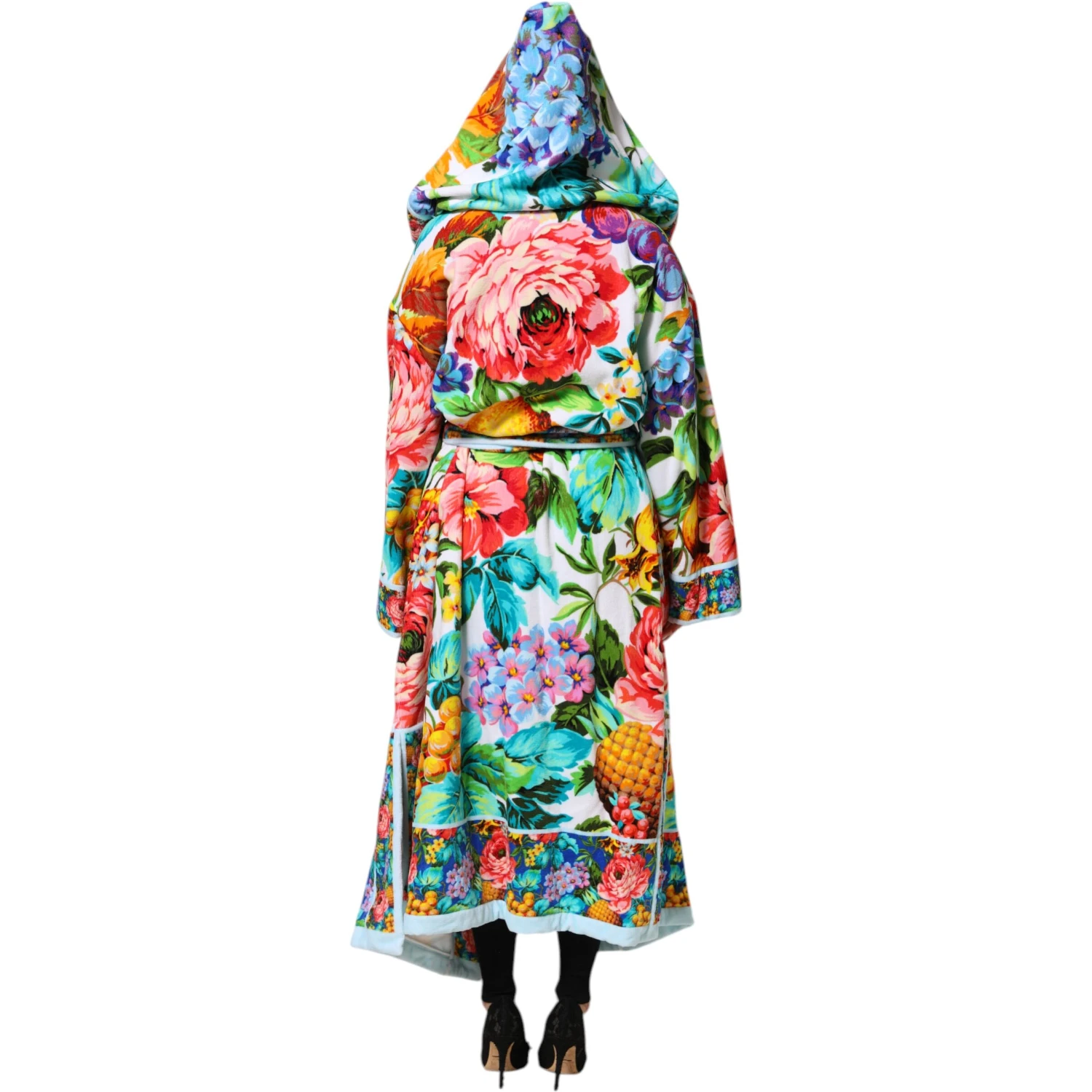 Multicolor Floral Print Belted Bathrobe Coat Jacket