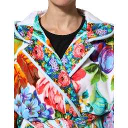 Multicolor Floral Print Belted Bathrobe Coat Jacket