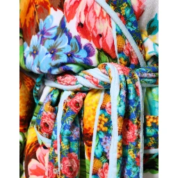 Multicolor Floral Print Belted Bathrobe Coat Jacket