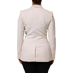Beige Embroidered Single Breasted Jacket